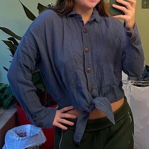 Free People blue button down